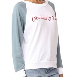 Wildfox Obviously Yes Distressed Graphic Long Sleeve Shirt